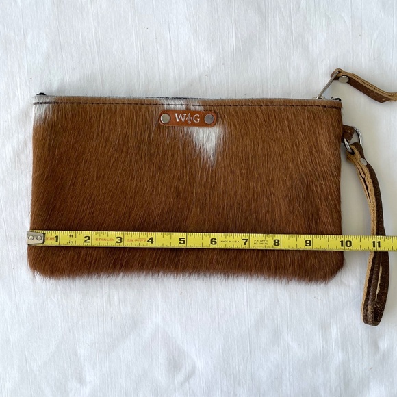 W G Wild Goose Cowhide Hair Leather Wristlet Brown & White Rustic Cowgirl NWOT - Picture 7 of 7